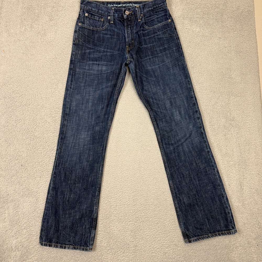 Levis 527 Low Boot Cut Jeans Mens 32x32 Dark Wash Denim Whiskered Bootcut